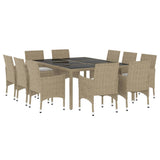 11 Piece Garden Dining Set Poly Rattan Beige