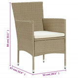 11 Piece Garden Dining Set Poly Rattan Beige