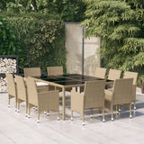 11 Piece Garden Dining Set Poly Rattan Beige