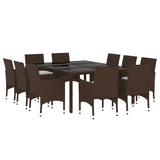 11 Piece Garden Dining Set Poly Rattan Brown - Side View