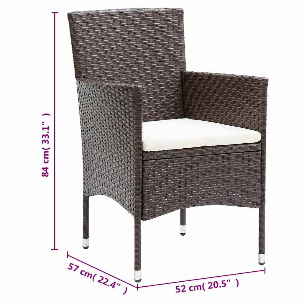 11 Piece Garden Dining Set Poly Rattan Brown