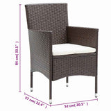 11 Piece Garden Dining Set Poly Rattan Brown