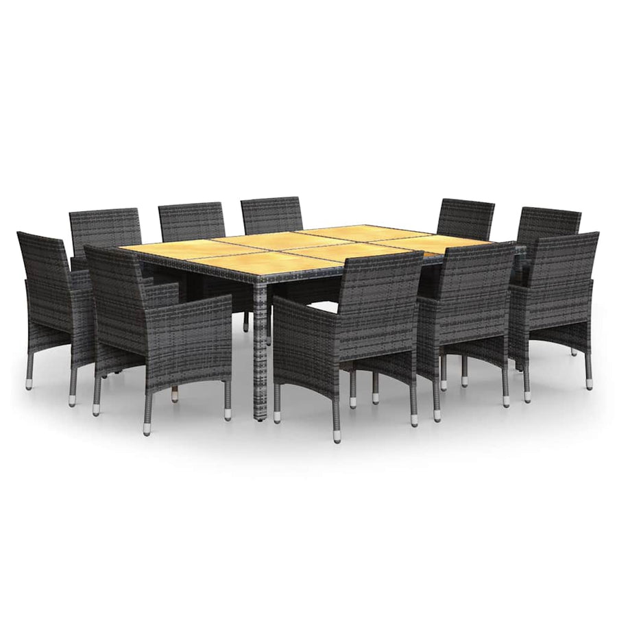 11 Piece Garden Dining Set Poly Rattan Grey