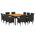11 Piece Garden Dining Set Poly Rattan Black