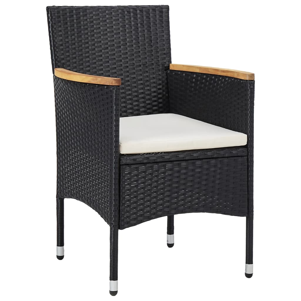 11 Piece Garden Dining Set Poly Rattan Black