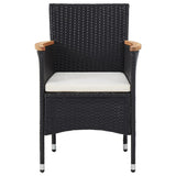 11 Piece Garden Dining Set Poly Rattan Black - 45-Degree Angle