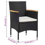 11 Piece Garden Dining Set Poly Rattan Black