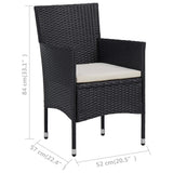 11 Piece Garden Dining Set Poly Rattan Black - Low Angle