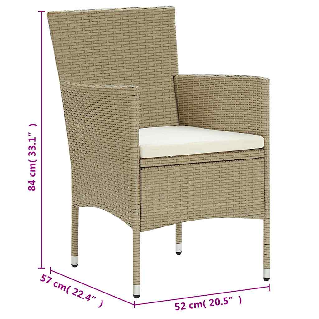 11 Piece Garden Dining Set Poly Rattan Beige