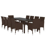 11 Piece Garden Dining Set Poly Rattan Brown - Side View