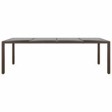 11 Piece Garden Dining Set Poly Rattan Brown - Close-Up Angle