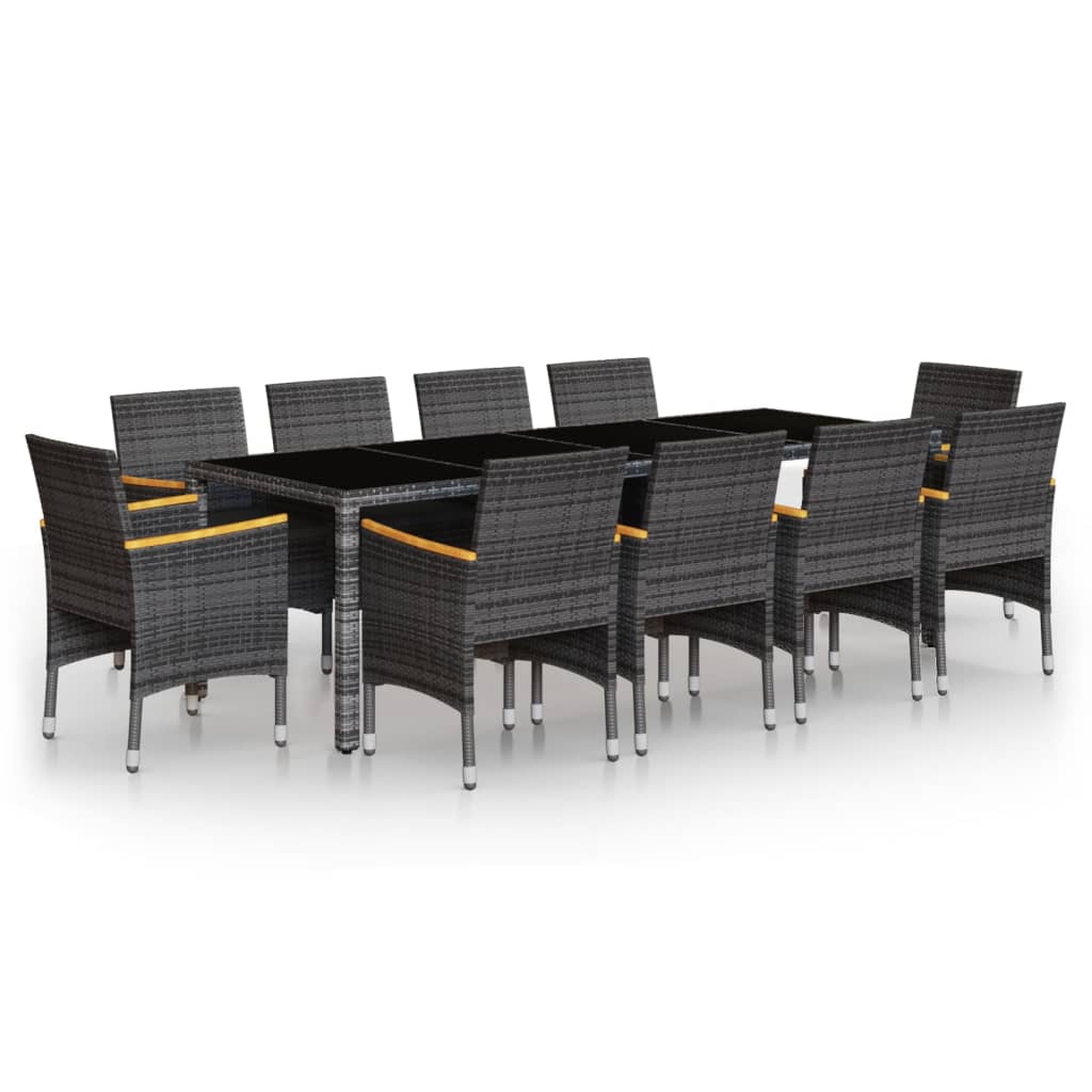 11 Piece Garden Dining Set Poly Rattan Grey