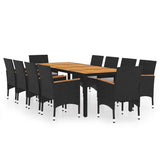 11 Piece Garden Dining Set Poly Rattan Black
