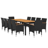 11 Piece Garden Dining Set Poly Rattan Black