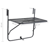 Balcony Table Black 60x40 cm Steel - Extra Image