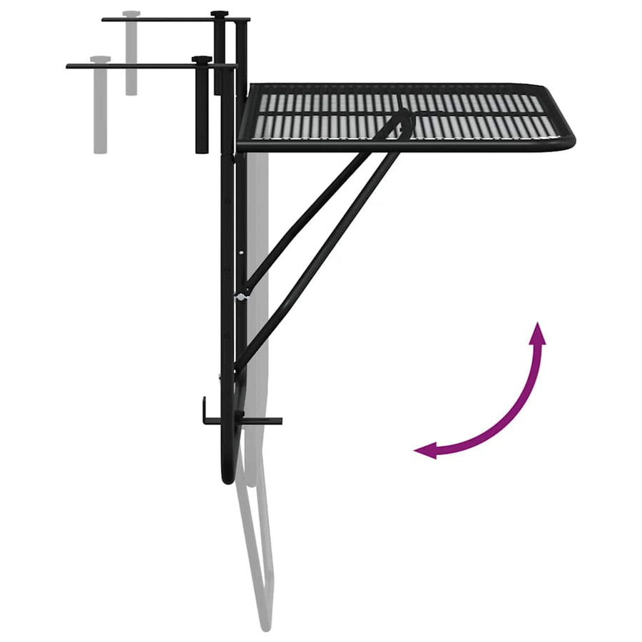 Balcony Table Black 60x40 cm Steel
