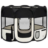Foldable Dog Playpen with Carrying Bag Black 90x90x58 cm - Front View