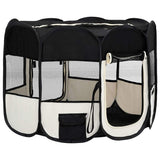 Foldable Dog Playpen with Carrying Bag Black 90x90x58 cm - Side View