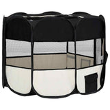 Foldable Dog Playpen with Carrying Bag Black 90x90x58 cm - Top-Down View