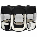Foldable Dog Playpen with Carrying Bag Black 110x110x58 cm - Front View