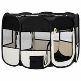 Foldable Dog Playpen with Carrying Bag Black 110x110x58 cm - Side View