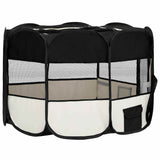Foldable Dog Playpen with Carrying Bag Black 110x110x58 cm - Top-Down View