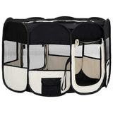Foldable Dog Playpen with Carrying Bag Black 125x125x61 cm - Side View