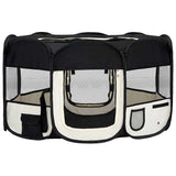 Foldable Dog Playpen with Carrying Bag Black 145x145x61 cm - Front View