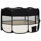 Foldable Dog Playpen with Carrying Bag Black 145x145x61 cm - Top-Down View