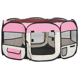 Foldable Dog Playpen with Carrying Bag Pink 145x145x61 cm - Front View