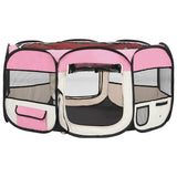 Foldable Dog Playpen With Carrying Bag Pink 145x145x61 Cm