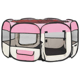 Foldable Dog Playpen With Carrying Bag Pink 145x145x61 Cm