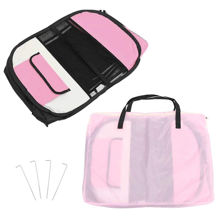 Foldable Dog Playpen With Carrying Bag Pink 145x145x61 Cm