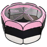 Foldable Dog Playpen With Carrying Bag Pink 145x145x61 Cm