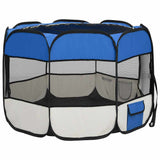 Foldable Dog Playpen with Carrying Bag Blue 90x90x58 cm - Top-Down View
