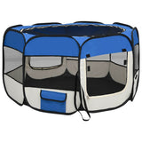 Foldable Dog Playpen with Carrying Bag Blue 110x110x58 cm - Top-Down View