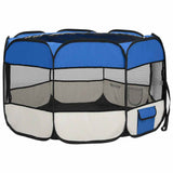 Foldable Dog Playpen with Carrying Bag Blue 110x110x58 cm - Top-Down View