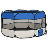 Foldable Dog Playpen with Carrying Bag Blue 125x125x61 cm - 45-Degree Angle