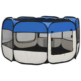 Foldable Dog Playpen with Carrying Bag Blue 125x125x61 cm - Rear View