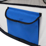 Foldable Dog Playpen with Carrying Bag Blue 125x125x61 cm - Low Angle