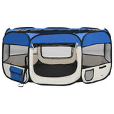 Foldable Dog Playpen with Carrying Bag Blue 145x145x61 cm - Side View