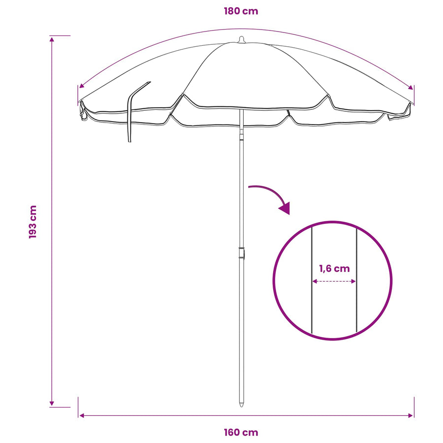 Garden Parasol with Steel Pole Sand 180 cm