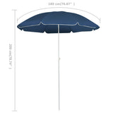 Garden Parasol with Steel Pole Blue 180 cm - 45-Degree Angle