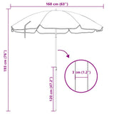 Garden Parasol with Steel Pole Blue 180 cm - 45-Degree Angle
