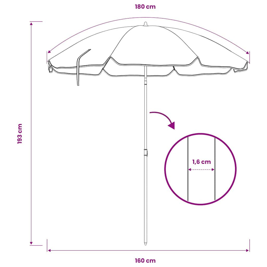 Garden Parasol with Steel Pole Anthracite 180 cm
