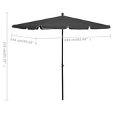 Garden Parasol with Pole 210x140 cm Anthracite - Rear View