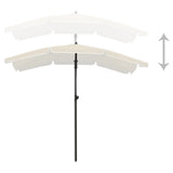 Garden Parasol with Pole 200x130 cm Sand - Side View