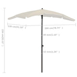 Garden Parasol with Pole 200x130 cm Sand - Rear View