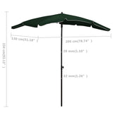 Garden Parasol with Pole 200x130 cm Green - Rear View