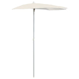 Garden Half Parasol with Pole 180x90 cm Sand - Front View